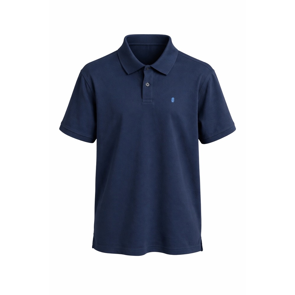 IZOD Mens Navy Blue Short Sleeve Pique Polo Shirt Size Large Logo Embroidered